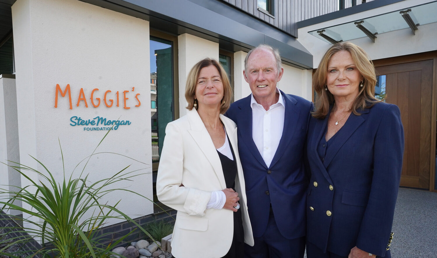 Dame Laura Lee and Steve and Sally Morgan outside the new Maggie's centre in North Wales